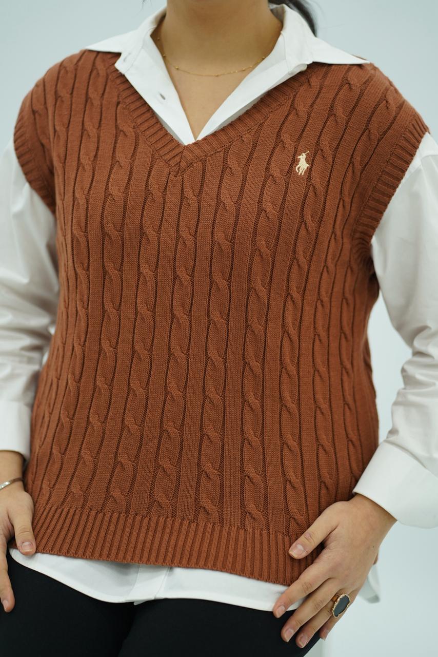 Gilets sans manches en maille torsadée -- Multi-Couleurs