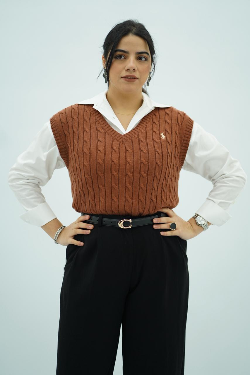 Gilets sans manches en maille torsadée -- Multi-Couleurs