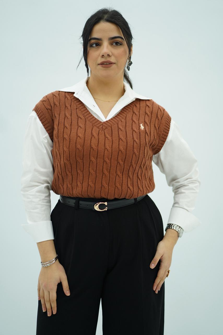 Gilets sans manches en maille torsadée -- Multi-Couleurs